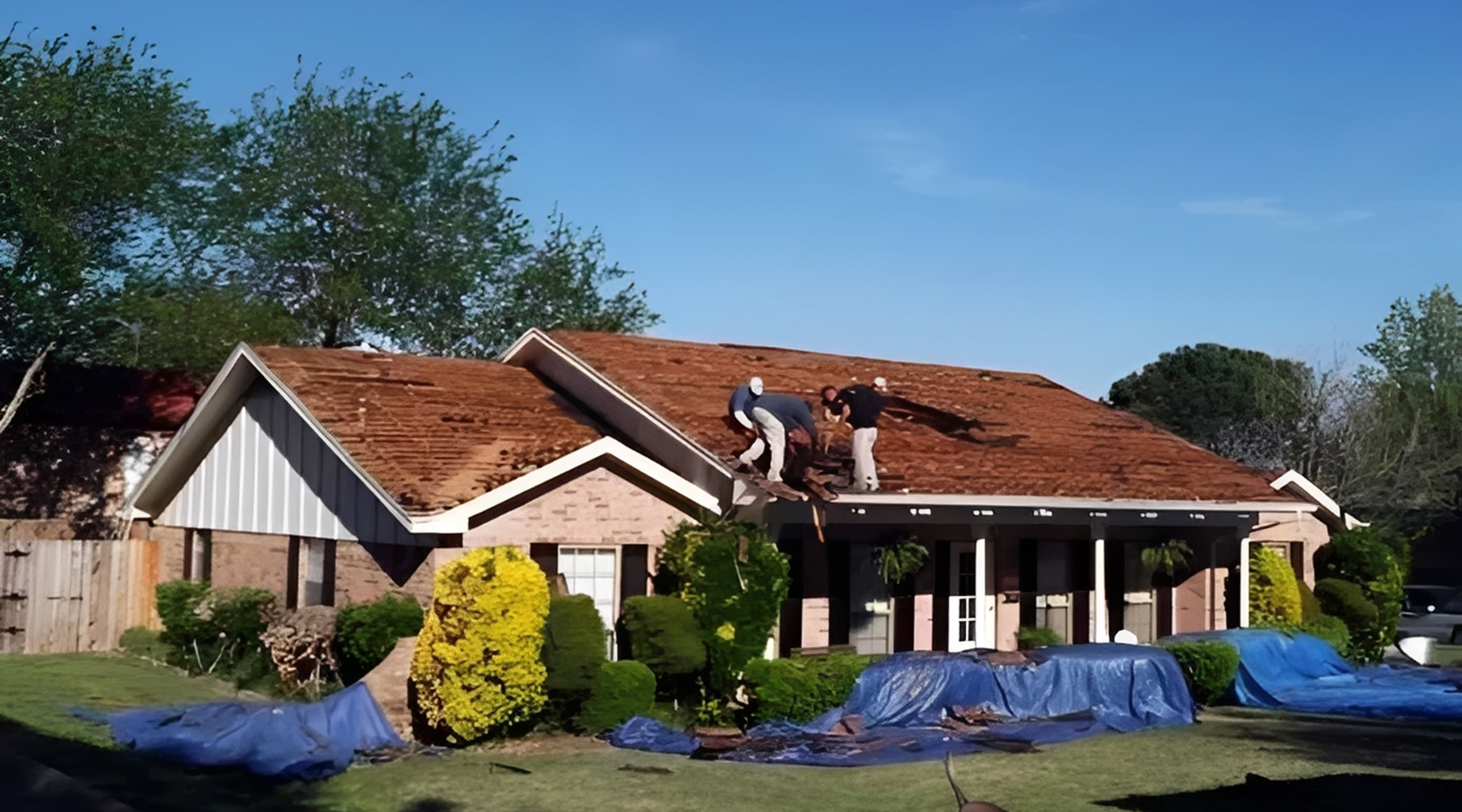 Home roof renovation in progress